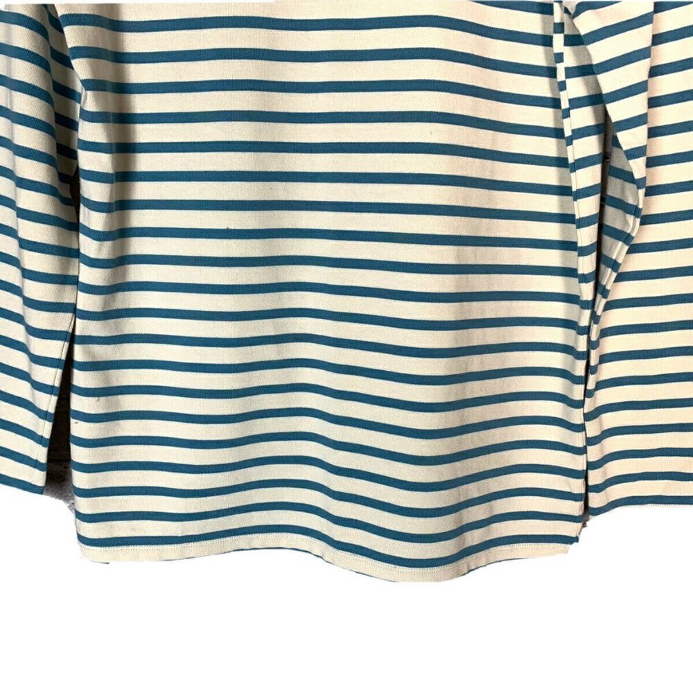 Tory Burch T-Shirt Casual Long Sleeve Blue White Striped Back Embellished Tie - Picture 8 of 13